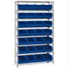 QUANTUM STORAGE SYSTEMS WR8-239BL Wire Heavy Duty 8 Shelves 74" H x 36" W x 12" D with 28 Blue Bins 11" L x 9" W x 7" H view 1