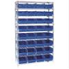 QUANTUM STORAGE SYSTEMS WR9-207BL Wire Heavy Duty 9 Shelves 74" H x 36" W x 12" D with 32 Blue Bins 12" L x 9" W x 6" H view 1
