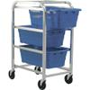 Quantum TR3-2516-8BL Aluminum Mobile Storage Rack | Commercial Portable Cart with (3) Blue Tub Containers and (4) 5" Swivel Casters for Supply Transport | 60 lbs Capacity | 25.12"L x 16"W x 8.5"H view 1