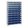 QUANTUM STORAGE SYSTEMS WR12-114BL Wire Heavy Duty 12 Shelves 74" H x 36" W x 24" D with 44 Blue Bins 24" L x 9" W x 4" H view 1