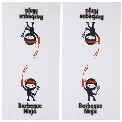 Now Designs Teatowel, BBQ Ninja Print, Set of 2