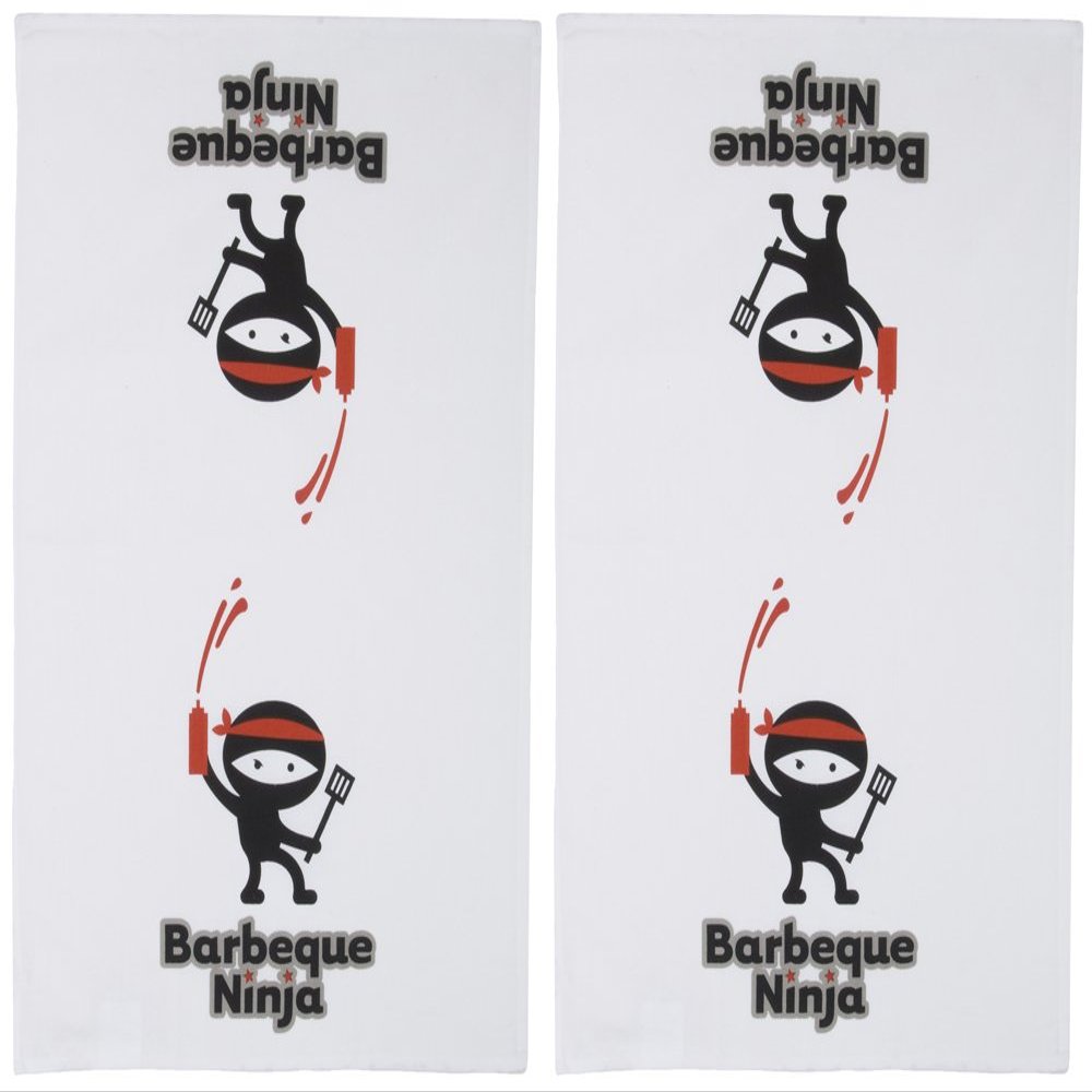 Now Designs Teatowel, BBQ Ninja Print, Set of 2