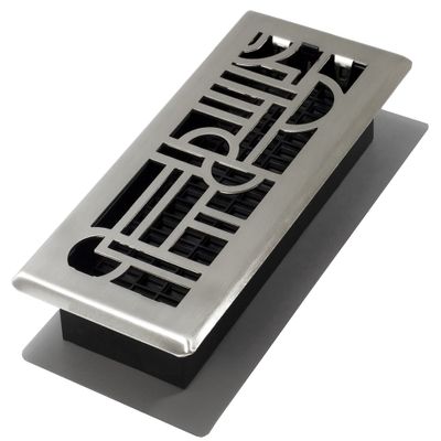 Dcor Grates ADH410-NKL Art Deco Floor Register 4x10 Inches Brushed Nickel 1 Pack