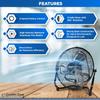Comfort Zone Cradle Floor Fan, Electric, High-Velocity,180 Degree Adjustable Tilt, 14 inch, 3 Speed, Carry Handle, Rubber Feet, Metal, Airflow 21 ft/sec, Ideal for Garage or Workshop, CZHV14B view 2