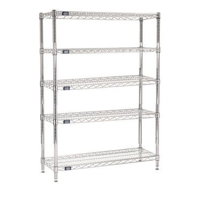 Nexel - 21" x 42" x 74", 5 Tier, NSF Listed Adjustable Wire Shelving, Unit Commercial Storage Rack, Chrome, Leveling feet