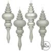 Vickerman 7" Finial Ornament Pack, Shatterproof Plastic Christmas Tree Decoration, 8 Per Box, Featuring 4 Finishes, Silver Shiny, Matte, Glitter and Sequin view 2