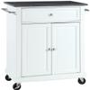 Crosley Furniture Compact Granite Top Small Rolling Cart with Shelves, Microwave Stand with Towel Rack, White view 1