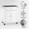 Crosley Furniture Compact Granite Top Small Rolling Cart with Shelves, Microwave Stand with Towel Rack, White view 2