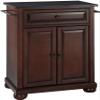 Crosley Furniture Alexandria Granite Top Small Portable Rolling Kitchen Island Storage Cart, Microwave Stand, Mahogany view 1
