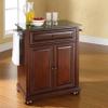 Crosley Furniture Alexandria Granite Top Small Portable Rolling Kitchen Island Storage Cart, Microwave Stand, Mahogany view 2
