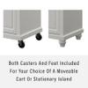 Crosley Furniture Cambridge Granite Top Small Portable Rolling Kitchen Island Storage Cart, Microwave Stand, White view 4