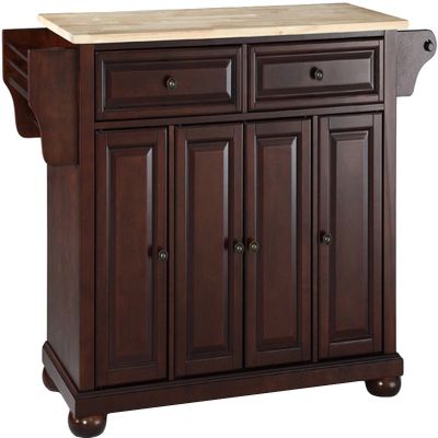 Crosley Furniture Alexandria Rolling Kitchen Island, Wood Top