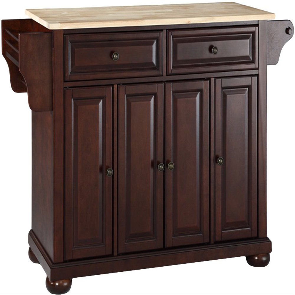 Crosley Furniture Alexandria Rolling Kitchen Island, Wood Top