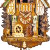 August Schwer Cuckoo Clock Black Forest House with Forest Scene and Moving Hunter view 3