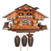 August Schwer Cuckoo Clock Big Black Forest House with Mill Wheel, Music and Dancers view 1