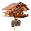 August Schwer Cuckoo Clock Big Black Forest House with Mill Wheel, Music and Dancers view 2