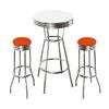 The Furniture Cove Chrome Bar Table & 2 Chrome Orange Vinyl Seat Barstools view 1