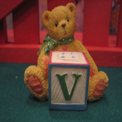 Cherished Teddies Bear with ABC Block Letter V