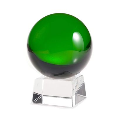 Amlong Crystal Green Crystal Ball 130mm (5 in.) Including Angled Crystal Stand and Gift Package