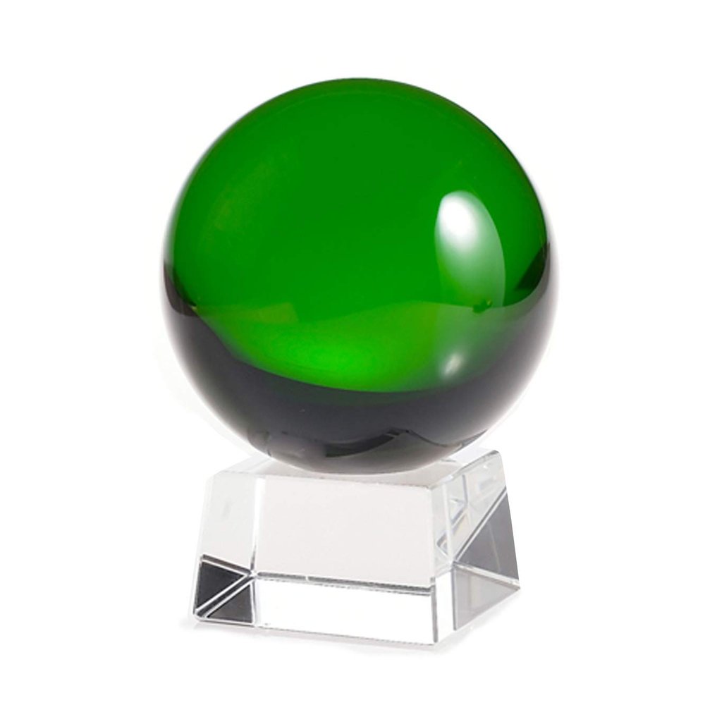 Amlong Crystal Green Crystal Ball 130mm (5 in.) Including Angled Crystal Stand and Gift Package