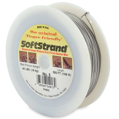 WCS Softstrand, Uncoated Stranded Stainless Steel Picture Wrapping Wire, Size #5, 40 lb / 18 kg, 550 ft / 168 m