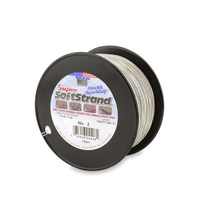 Super Softstrand, Vinyl-Coated Stranded Stainless Steel Picture Wrapping Wire, Size #2, 15 lb / 7 kg, 1500 ft / 457 m