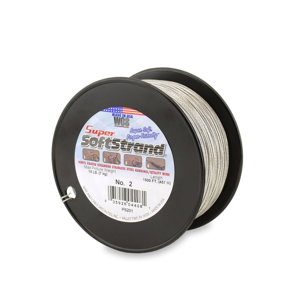 Super Softstrand, Vinyl-Coated Stranded Stainless Steel Picture Wrapping Wire, Size #2, 15 lb / 7 kg, 1500 ft / 457 m
