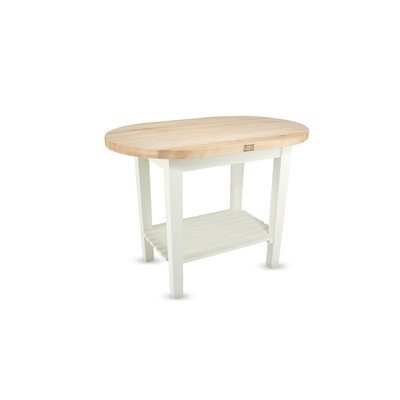 John Boos Eliptical C-Table Kitchen Island Base Finish: Caviar Black, Shelves: Not Included