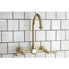 Kingston Brass KS1292AL Restoration Wall Mount Bridge Kitchen Faucet, Polished Brass view 2