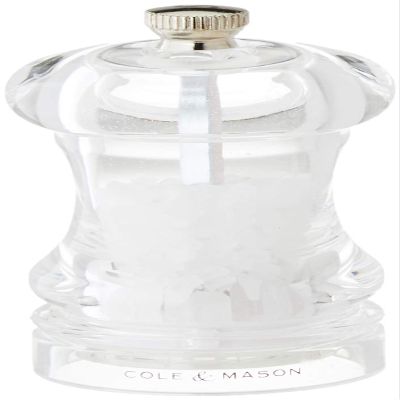 Cole & Mason H12502P Capstan Clear Salt Mill | Precision+ | Acrylic | 85mm | Single | Includes 1 x Salt Grinder | Lifetime Mechanism Guarantee