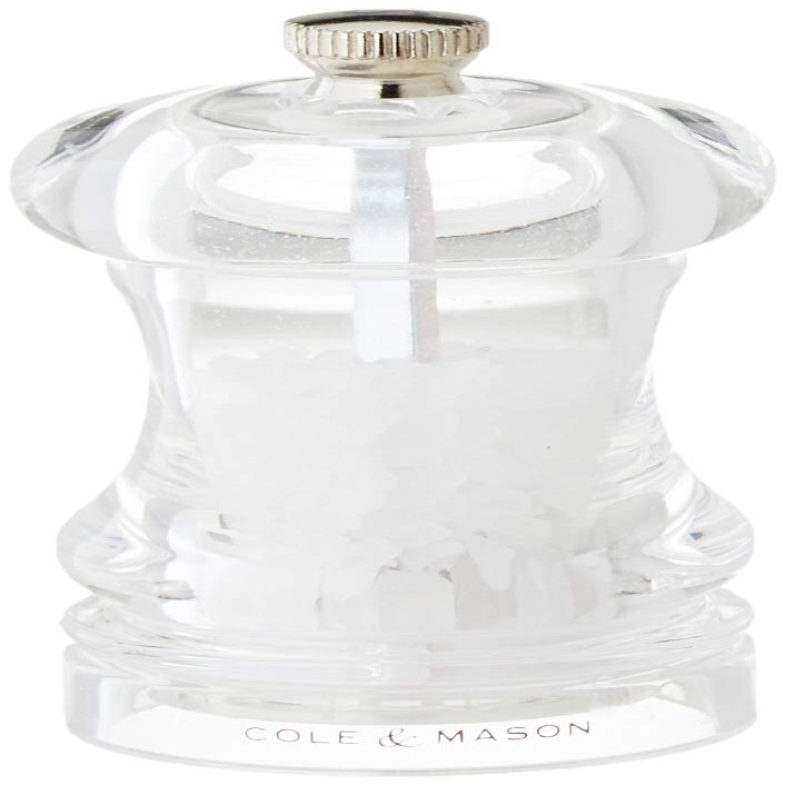 Cole & Mason H12502P Capstan Clear Salt Mill | Precision+ | Acrylic | 85mm | Single | Includes 1 x Salt Grinder | Lifetime Mechanism Guarantee