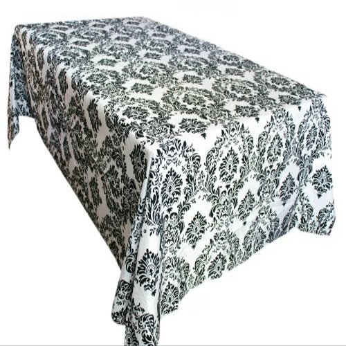 10 pcs 60"x102" Black & White Damask Flocking Tablecloth SALE