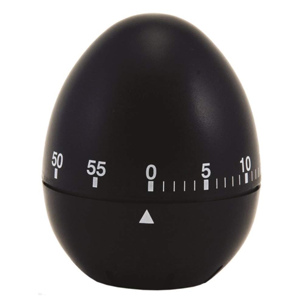 Chef Aid 60 Minute Egg Shaped Timer, in a Black Colout with Clear and Easy to Read White Markings, Perfect for Kitchen use and Ideal for Many tasks Around the Home