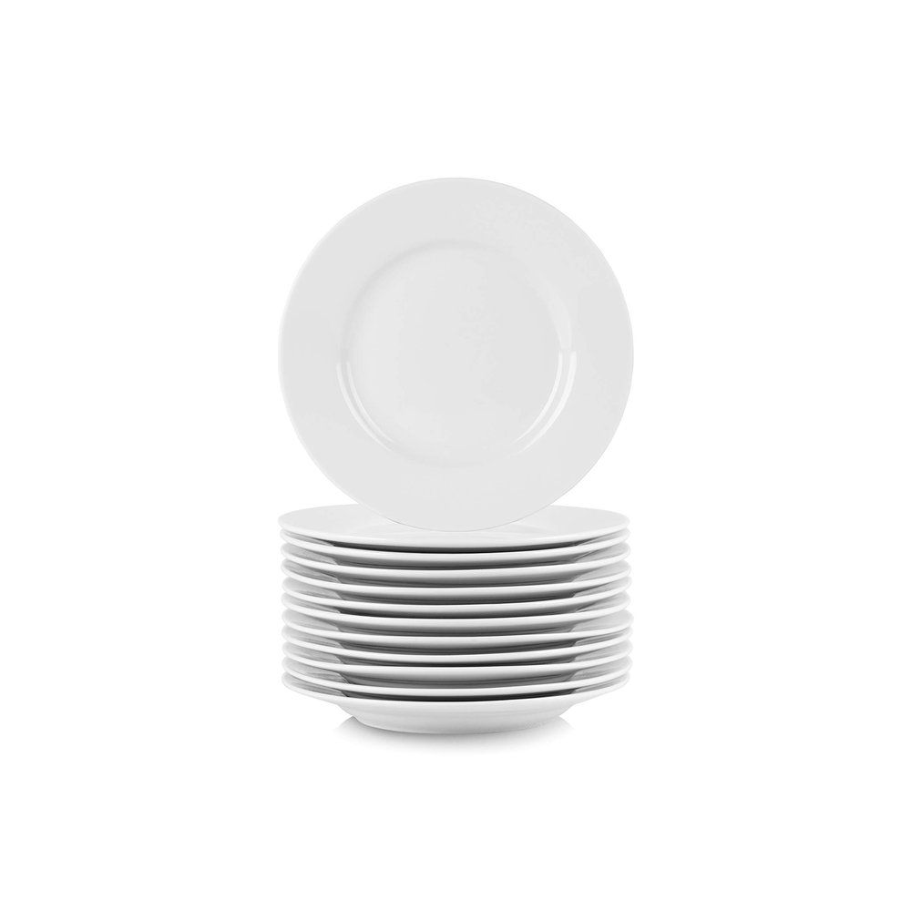 10 Strawberry Street 6" Catering Round Appetizer Plate, Set of 12,White