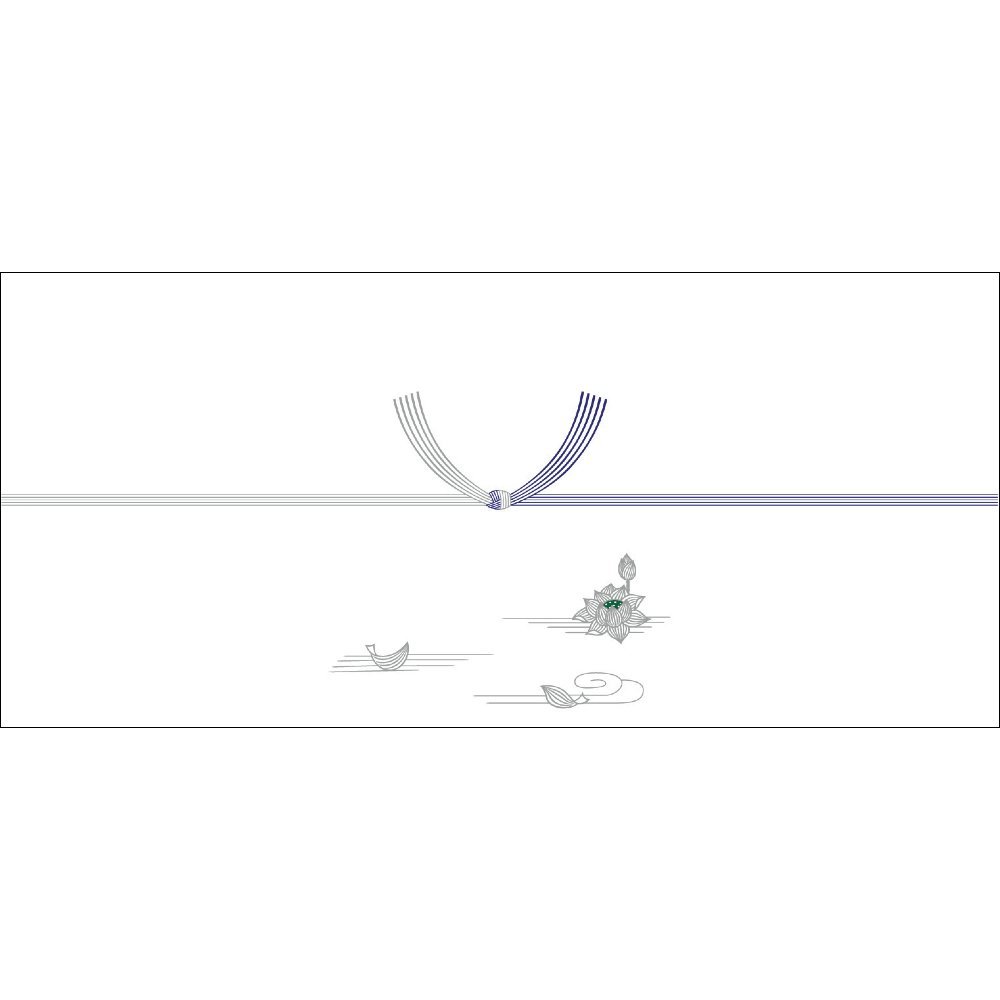 (Sasagawa) Taka-jirushi Noshi Paper 2-395 Kyoto Silver Lotus Horizontal Small 100 Sheets
