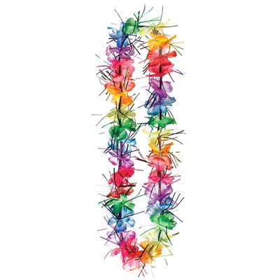 Multicolor Rainbow Plastic Tinsel Lei - 40" (1 Pc) - Perfect for Luau, Hawaiian Theme Parties & Festive Occasions