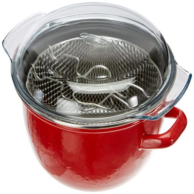 Ibili Deep Fryer Pot with Wire Basket Strainer Set, Enameled Steel Frying Pot with Inner Non-Stick Coating and Glass Lid, Induction - Made in Spain - 4.6L -24cm / 9.4"