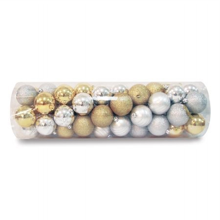Brite Star 50 Count Assorted Shatterproof Christmas Ball Ornaments, 60mm, Silver/Gold