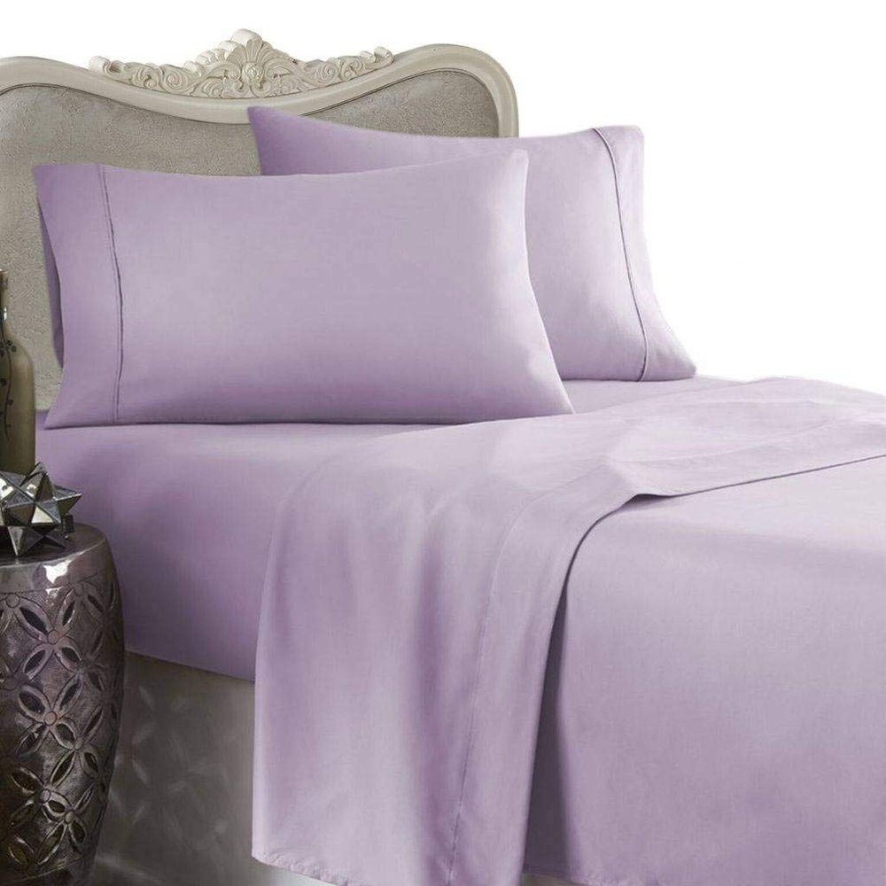 Luxurious Six (6) Piece LAVENDER Solid Solid/Plain, OLYMPIC QUEEN Size, 1200 Thread Count Ultra Soft Single-Ply 100% Egyptian Cotton, Extra Deep Pocket Bed Sheet Set with FOUR (4) PILLOW CASES 1200TC
