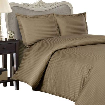 Six (6) Piece OLYMPIC QUEEN Size, TAUPE Damask Stripe, 1200 Thread Count / 1200TC Sateen Weave Long Staple 100-Percent Ultra Soft Egyptian Cotton Bed Sheet Set. Inlcudes FOUR (4) PILLOW CASES (Deep Pocket)