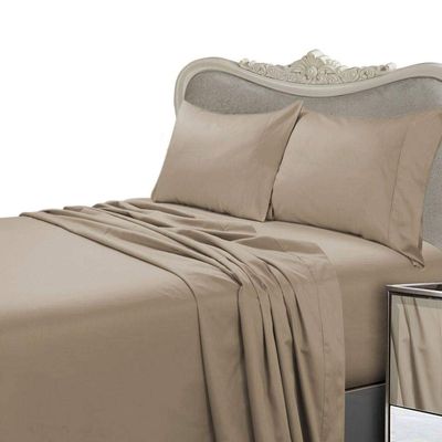 DOUBLE Size, LIGHT BROWN Solid/Plain, 1200 Thread Count / 1200TC Long Staple 100-Percent Ultra Soft Egyptian Cotton, Sateen Weave, THREE (3) Piece Bed DUVET SET Including TWO (2) Shams/Pillow Cases