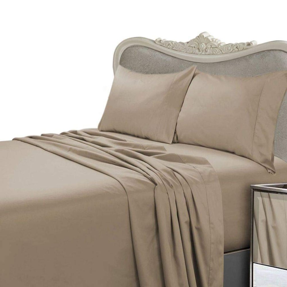 DOUBLE Size, LIGHT BROWN Solid/Plain, 1200 Thread Count / 1200TC Long Staple 100-Percent Ultra Soft Egyptian Cotton, Sateen Weave, THREE (3) Piece Bed DUVET SET Including TWO (2) Shams/Pillow Cases