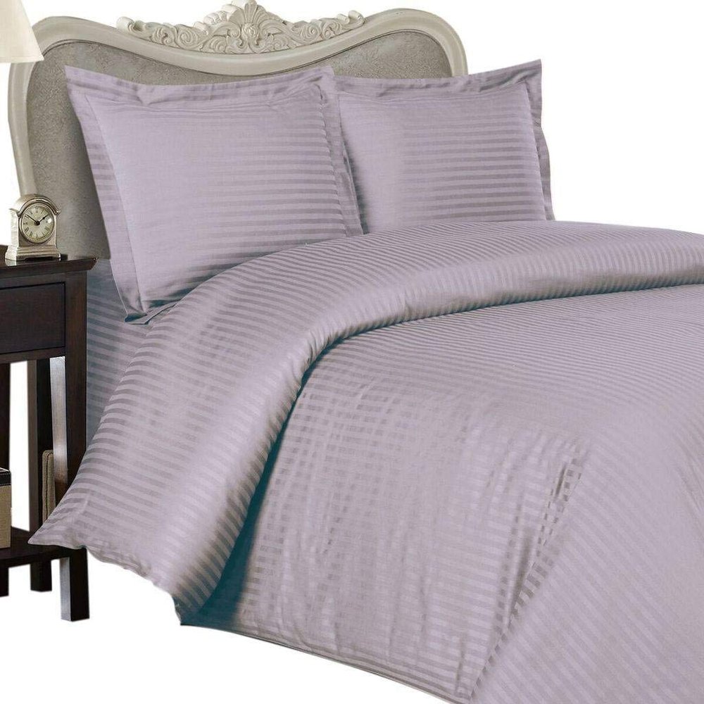 KING Size, LAVENDER Damask Stripe, 1200 Thread Count / 1200TC Long Staple 100-Percent Ultra Soft Egyptian Cotton, Sateen Weave, THREE (3) Piece Bed DUVET SET Including TWO (2) Shams/Pillow Cases