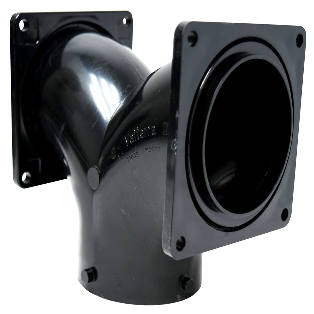 Valterra T1039 Two-Way Ell with 3" Bayonet x 3" Rotating Flange x 3" Rotating Flange , Black