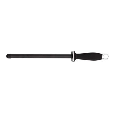 Rockingham Forge CS-16265C Straight Black Ceramic Sharpening Rod with End Cap and Plastic Handle, 25cm, 10 Steel