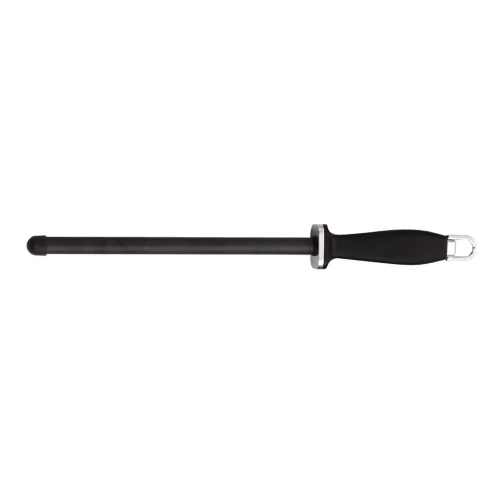 Rockingham Forge CS-16265C Straight Black Ceramic Sharpening Rod with End Cap and Plastic Handle, 25cm, 10 Steel