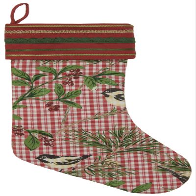 April Cornell Stocking, Chickadee Check Red