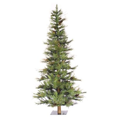 5 ft. Ashland Fir Slim Unlit Christmas Tree with Wood Trunk