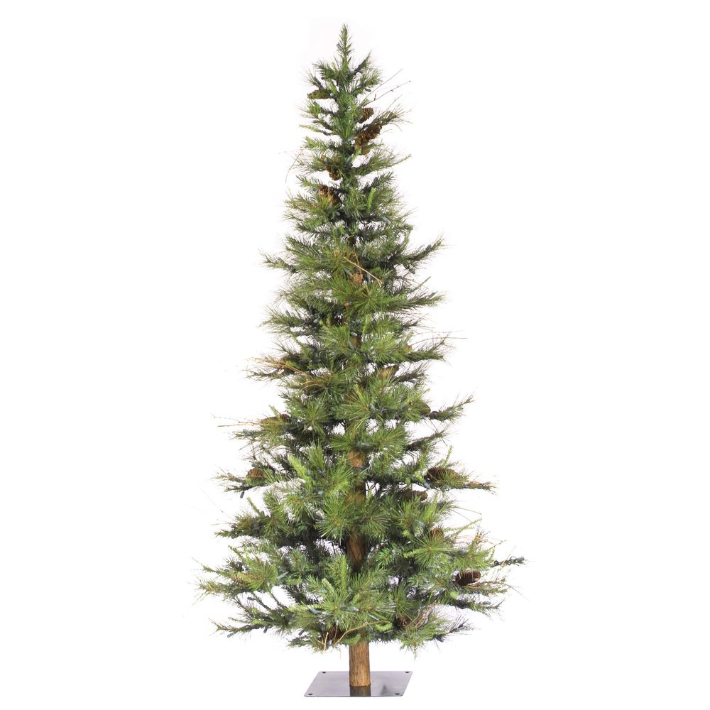 5 ft. Ashland Fir Slim Unlit Christmas Tree with Wood Trunk