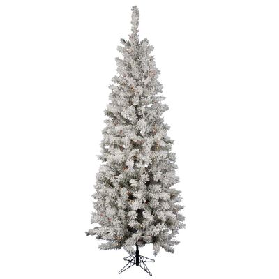 Vickerman 4.5' Flocked Pacific Artificial Christmas Tree, Multi-Colored LED Lights - Snow Covered Faux Tree - Seasonal Indoor Home Decor